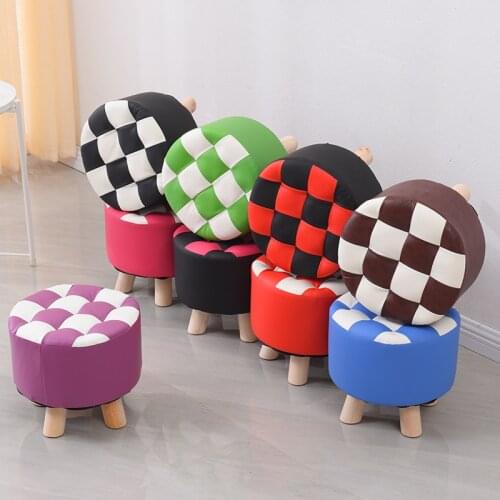 Creative sofa stool home bench round leather ottoman chair bench Synthetic Leather Minimalist Modern