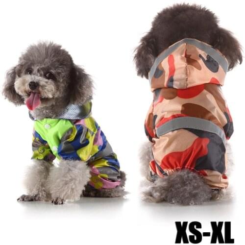 Packable Lightweight Pet Dog & Cat 4 Legs Reflective Waterproof Clothes Camo Hoodies Rainwear Poncho Raincoat Rain Jacket
