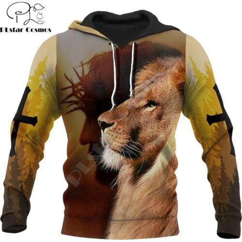 Animal lion and Jesus and 3D Printed Hoodie Men Sweatshirt Unisex Streetwear Zip Pullover Casual Jacket Tracksuits KJ0266