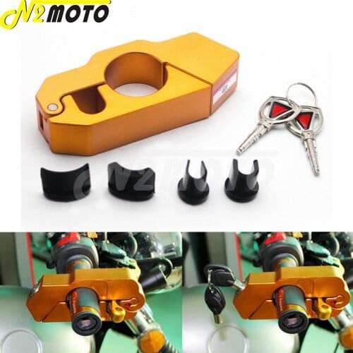 Universal CNC Aluminum Motorcycle Gold Handlebar Lock Grip Anti-theft Security Safety Locks For Scooter ATV Dirt Street Bikes