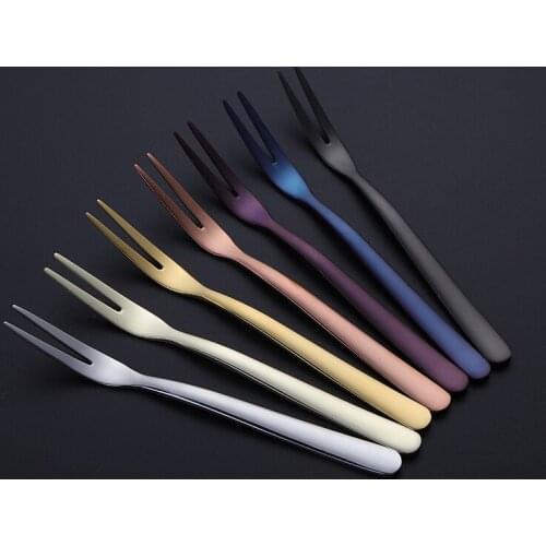 Salad Forks Prongs Picks Fruit Forks Restaurant Party Supplies Colorful Dessert Stainless Steel Lovely Fork Tableware 10 pcs/set