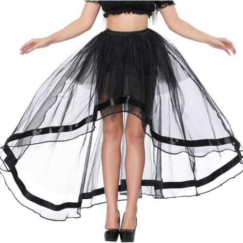 Lady Mesh Skirt Summer Long Transparent Tulle Skirts Sweet Tutu Skirt Women Black Lace Sexy Corset Bottom Burlesque Corset Skirt