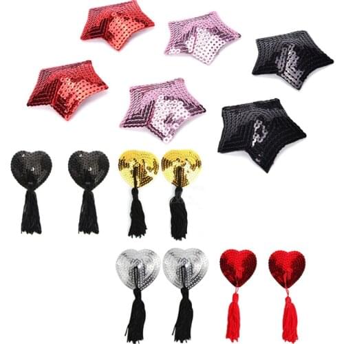 1Pair Sexy Pasties Stickers Sex Product Toys Women Lingerie Sequin Tassel Breast Bra Nipple Cover Petals Clothing Accessories