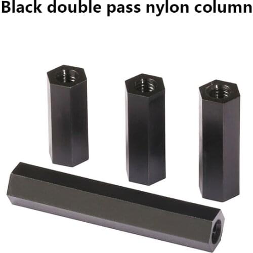 Black separation column hexagonal double-pass isolation column nylon spacer column plastic support column M3 M4 20PCS