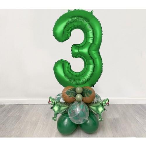 27pcs/set Jungle Dinosaur Animal Balloons Coffee Latex Balloon 30inch Green Number Globos Kids Birthday Party Baby Shower Decor