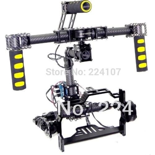 3 axis Brushless Gimbal Carbon Fiber Handheld Camera Mount w/Hollow Motor & AlexMos Gimbal Driver for 5D 7D Cameras Photography
