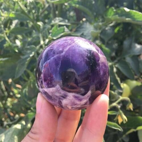 Natural dream amethyst ball quartz crystal sphere reiki healing chevron amethyst crystal gemstone ball for home decoration