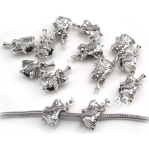 Free shipping 50pcs/lot 22x11mm big hole antique alloy Angel Trumpet fit European bracelet jewelry DIY