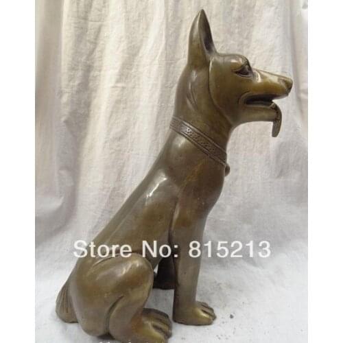 Bi00659 18" China Chinese Zodiac Bronze Copper Animals Sculpture Lying Dog Statue