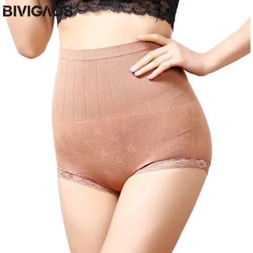 BIVIGAOS Women Push Up High Waist Panties Seamless Postpartum Belly Underwear Lace Spandex Sexy Panties Women Briefs Underpants
