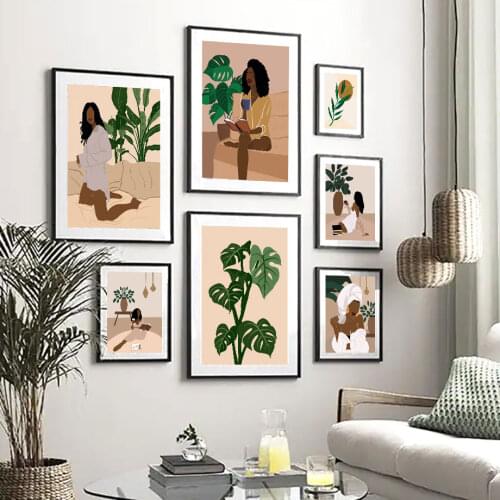 Bohemian Vase Woman Bath Towel Abstract Wall Art Canvas Painting Nordic Posters And Prints Wall Pictures For Living Room Decor