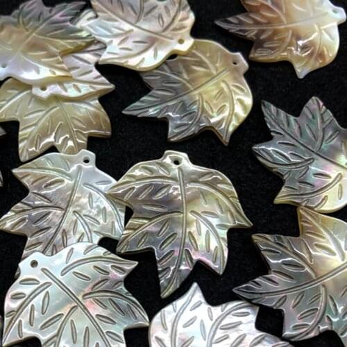 30MM 10Pcs 100% Natural Pearl Mother Shell Maple Leaf Earring Charms Necklace Beads DIY Jewelry Making Accessories