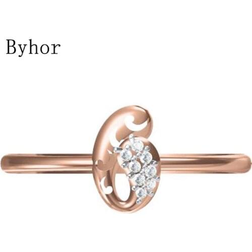 Byhor Solid 14K White+Rose Gold 0.032ct Natural Diamonds Fine Jewelry Trendy Wedding Band 2020 новинка ring Diamond кольца Women
