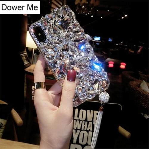 Dower Me Crystal Ball Tassel Pendant Bling Diamond Case Cover For Samsung Galaxy S8/7/6 Edge Plus Note 8 5 4 3 2 S5/4/3 A3/5/7/8