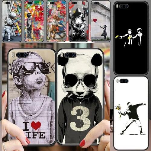 Banksy Street Graffiti Art Phone case For Xiaomi Mi Max Note 3 A2 A3 8 9 9T 10 Lite Pro Ultra black fashion Etui 3D coque