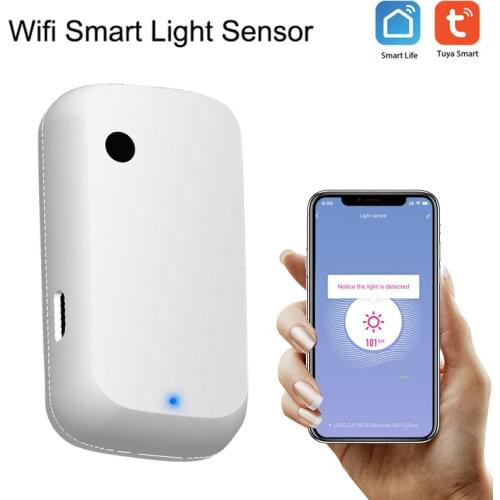 Tuya Wifi Light Sensor Smart Illuminance Sensor Brightness Detector Linkage Control Sensor Smart Home Work with Alex Google Home