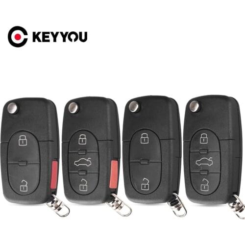 KEYYOU For Audi TT A2 A3 A4 A6 A8 TT Quattro CR2032 Holder With Uncut Blade Repair Replacement 2/3/4 Buttons Car Key Case Shell