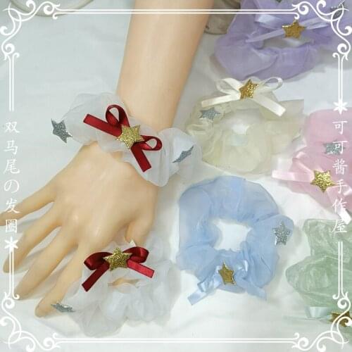 Handmade Double Ponytail Oversleeves Large Intestine Hair Ring Seersucker Gentle Sweet Japanese Style Can Match Bracelet