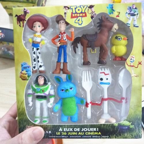 7pcs/set Toy Story 4 Action Figure Toy Woody Buzz Lightyear Jessie Forky Doll Collectible Cartoon Model Toys For Kids Boys Gifts