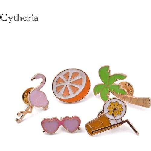 Beach Style Enamel Broches and Pins Set Children Girl Clothing Accessories DIY Badge Pin Punch Pot Aero Press Filter Bowl brooch