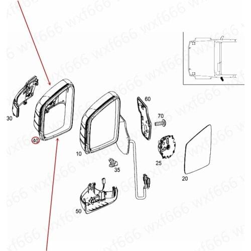 Rear view mirror housing Suitable for ML350mer ced es-be nzML500 Mirror trim Turning lamp housing Plastic shell Decorative frame