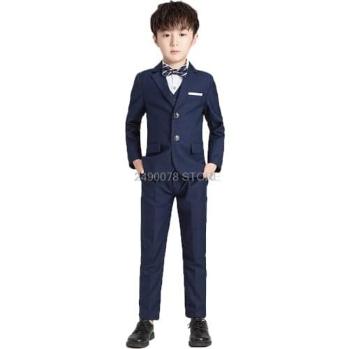 Boys Suits for Weddings Enfant Garcon Mariage Suit for Birthday Party Kids Host Blazer Boys Prom Suits 3 Pcs/set Costume