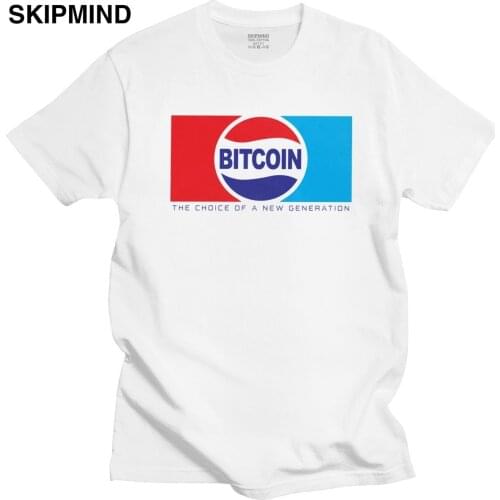 Personality Bitcoin T Shirt Mens Short Sleeve 100% Cotton Tee Tops Leisure The Choice of a New Generation Blockchain T-shirt