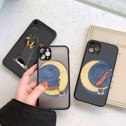Cute cartooon Dachshund dog animal Phone Case For iphone 12 11 7 8 plus mini x xs xr pro max matte transparent cover