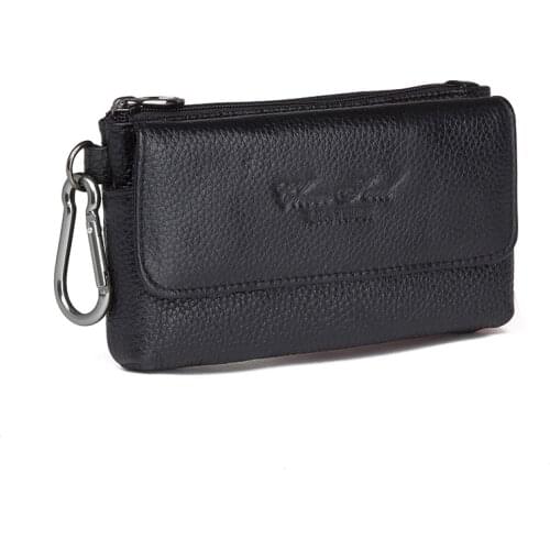 Men Cowhide Genuine Leather Hook Waist Pack Bag Hip Bum Coin Purse Pocuh Male Cell Mobile Phone Case Cover Skin Belt Fanny Bags