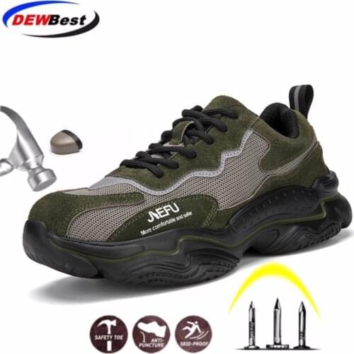Mens Steel Toe Safety Shoes Work Shoes For Men lightweight Breathable Anti-Smashing Non-Slip Construction Work Sneakers