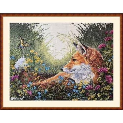 Cross Stitch Kit Packages Counted Cross-Stitching Kits New Pattern Cross stich Painting Set K-176 The fox in the flowers 56-44