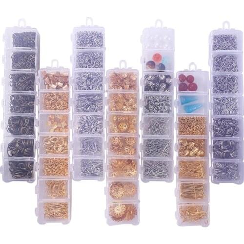 A Set 7 Grids Jewelry Findings Box With Jump Rings/Clip Buckle/Drop Kit/Earring Hooks For DIY Earring Jewelry Making Accessories