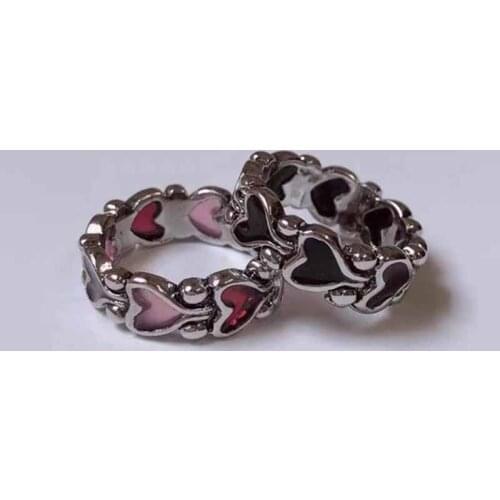 2021 New Metal Rings for Women Textured Drop Oil Love Peach Heart Cute Ring Grotesque Personality Exaggerated Geometric Ring