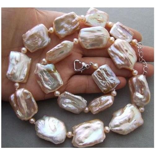 New 18x25mm Natural Pink Keshi Pearl Necklace>>> women jewerly Free shipping