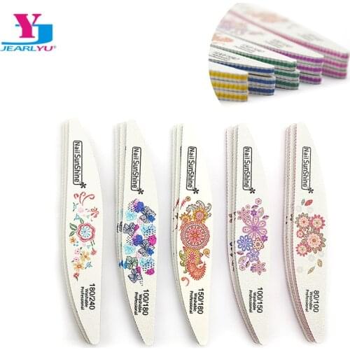 5pcs/lot Nail Files 80/100/150/180/240 Printed Manicure Polish Clean Washable Nails Files SandpaperToolWillow Individual Package