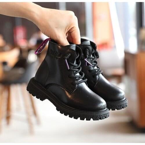 Casual Solid Boys Girls Ankle Boots PU Leather Short British Fashion Boots For Kids Autumn Winter Non Slip Zip Childrens Shoe