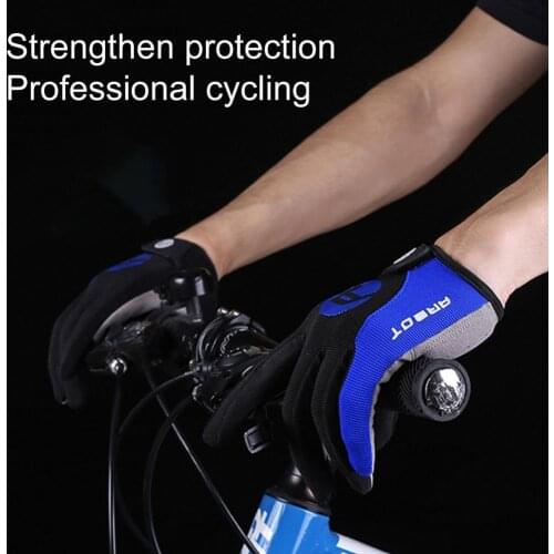 Practical Bike Gloves Anti-slip Full Finger Mittens Touch Screen Unisex Airhole Protection Shock-absorbing Gloves for Riding