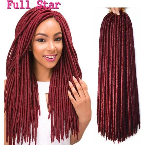 Full Star Faux locs straight 18" 24 Strand 100g synthetic Crochet Braids Hair Extension Black Purple Bug Brown Blond for Women