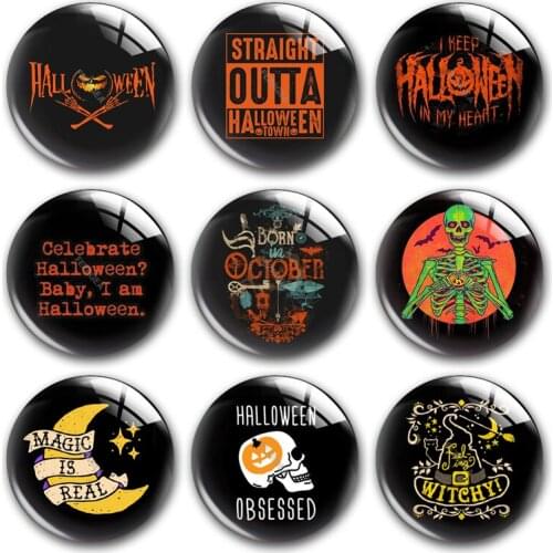 Handmade Pumpkin Halloween party rose heart Round photo glass cabochons demo flat back DIY jewlery Making findings accessory