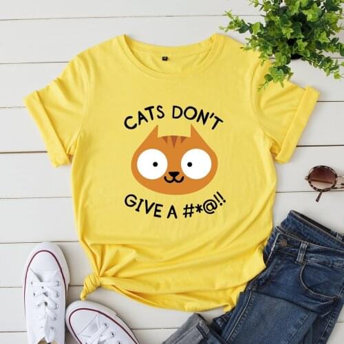 Cartoon Funny Cat Print Ladies Tops Plus Size 5XL 100%cotton Short Sleeve Women T-shirt Harajuku Creative Tshirt Basic Tee Shirt