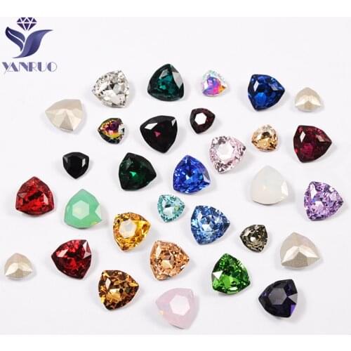 YANRUO 4706 Trilliant Glass Stones DIY Strass Pointed Back Crystal Sew On Rhinestones All For Sewing Accessories