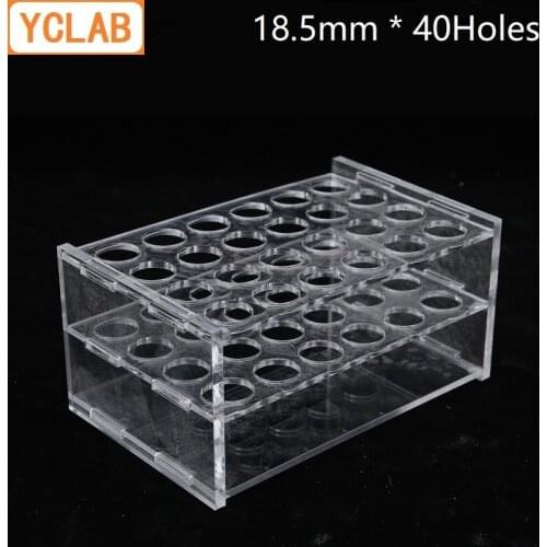 YCLAB 18.5mm * 40Holes Test Tube Rack Acrylic Organic Glass Polymethyl Methacrylate PMMA Laboratory Equipment