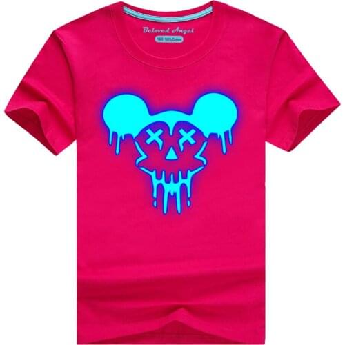 Luminous Fashion Funny Kids Boy Girl Summer T Shirt Glow In Dark Teens Toddler T-shirt Fluorescent Casual Tops Tees 3-15 Years