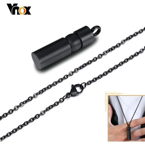 Vnox Black Stainless Steel Urn Bar Cylinder Necklaces for Men Women Keepsake Ashes Cremation Memorial Gifts Jewelry