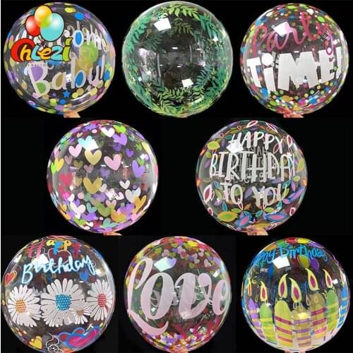 2pcs 20inch Transparent Bobo Clear Balloon Palm Leaf Love printing Helium Balloons Wedding Birthday Baby Shower party Decoration