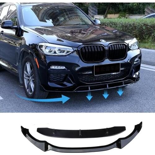 NEW High Quality ABS Black Bumper Front Lip + Side Skirts Spoiler Protector Cover For BMW X3 X4 G01 G02 2018 2019 2020 2021