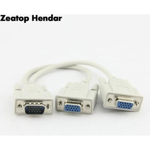 High Quality VGA HD15 (15-pin) DB15 Y Male to Female M/F Splitter Cable Adapter for 2 Monitor to PC