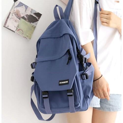 Japanese Ins Wind Solid Color Backpack Women 2020 New School Bag Junior High School Student Korean Backpack Female Shoulder Bags