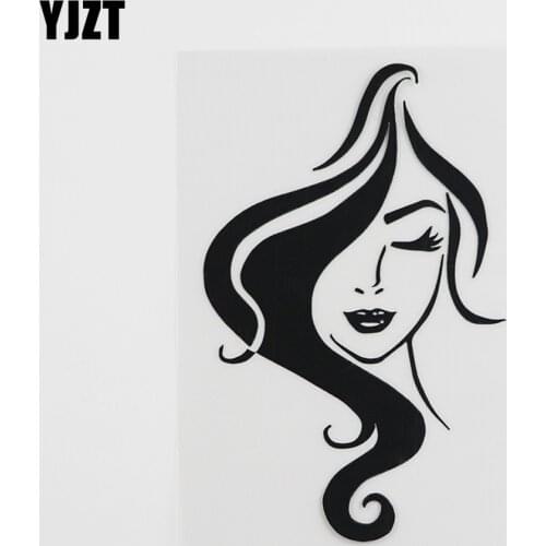 YJZT 8.2CMX13.1CM Woman Beautiful Face Girl Sexy Lips Decal Vinyl Car Sticker Black/Silver 8A-0454