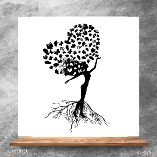 ZhuoAng Love Tree Heart-shape Clear Stamps/Silicone Transparent Seals for DIY scrapbooking photo album Clear Stamps 8*10cm